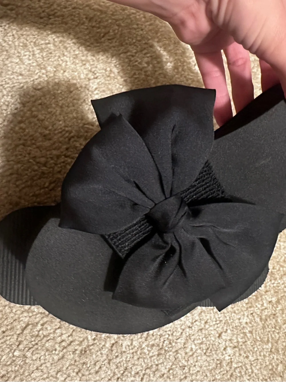 Black Platform Sandals with Bow Detail
